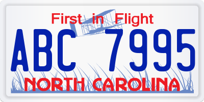 NC license plate ABC7995