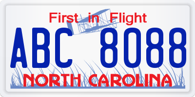 NC license plate ABC8088