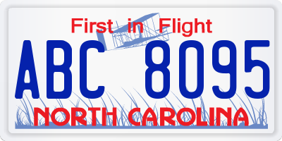 NC license plate ABC8095