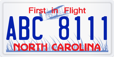 NC license plate ABC8111