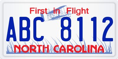 NC license plate ABC8112