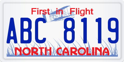 NC license plate ABC8119