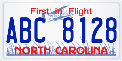 NC license plate ABC8128
