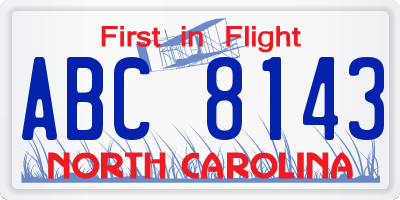 NC license plate ABC8143