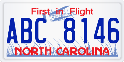 NC license plate ABC8146