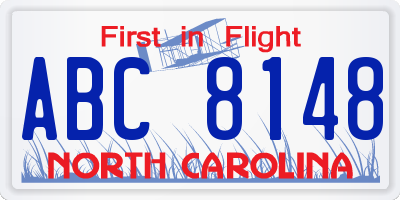 NC license plate ABC8148