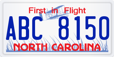 NC license plate ABC8150