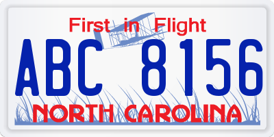 NC license plate ABC8156