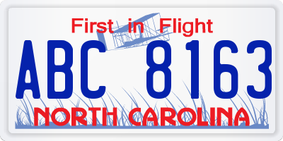 NC license plate ABC8163