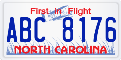 NC license plate ABC8176