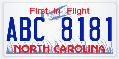 NC license plate ABC8181