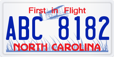 NC license plate ABC8182