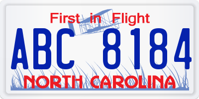 NC license plate ABC8184