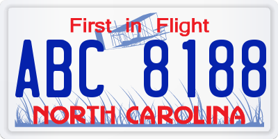 NC license plate ABC8188