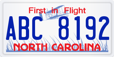 NC license plate ABC8192