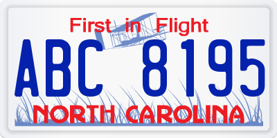 NC license plate ABC8195