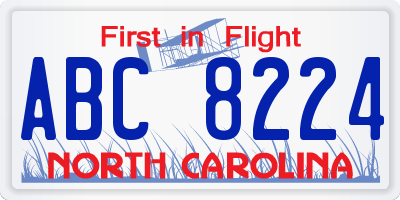 NC license plate ABC8224