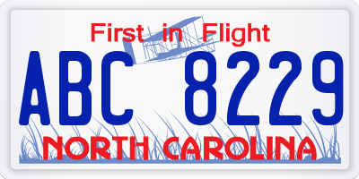 NC license plate ABC8229