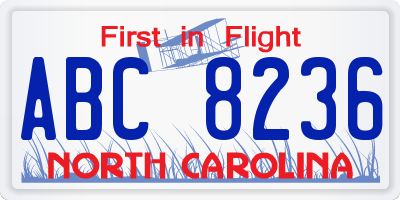 NC license plate ABC8236