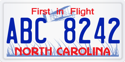 NC license plate ABC8242