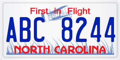 NC license plate ABC8244