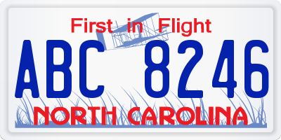 NC license plate ABC8246
