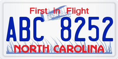 NC license plate ABC8252