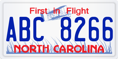 NC license plate ABC8266