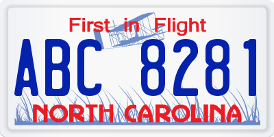 NC license plate ABC8281