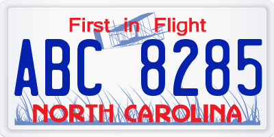NC license plate ABC8285