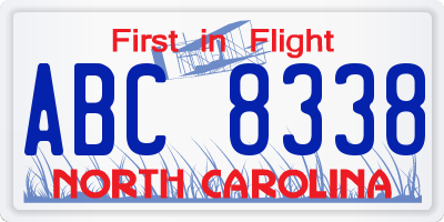 NC license plate ABC8338