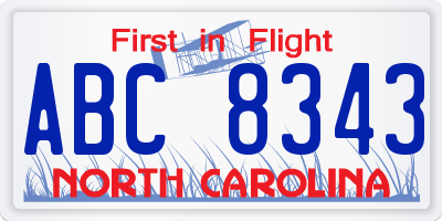 NC license plate ABC8343