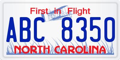 NC license plate ABC8350