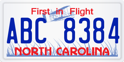 NC license plate ABC8384