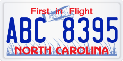 NC license plate ABC8395