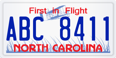 NC license plate ABC8411