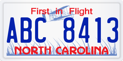 NC license plate ABC8413