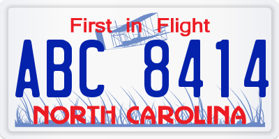 NC license plate ABC8414