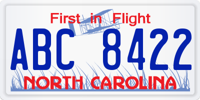 NC license plate ABC8422