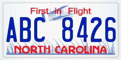 NC license plate ABC8426