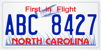 NC license plate ABC8427