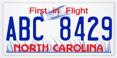 NC license plate ABC8429