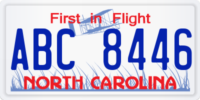 NC license plate ABC8446