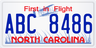 NC license plate ABC8486