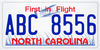 NC license plate ABC8556