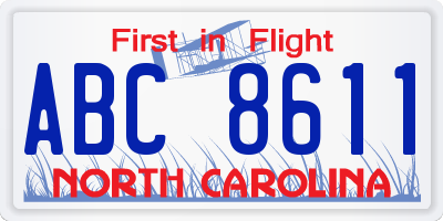 NC license plate ABC8611