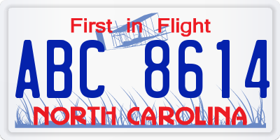 NC license plate ABC8614