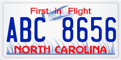 NC license plate ABC8656