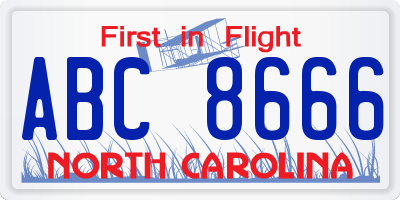 NC license plate ABC8666