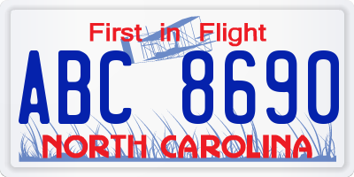 NC license plate ABC8690